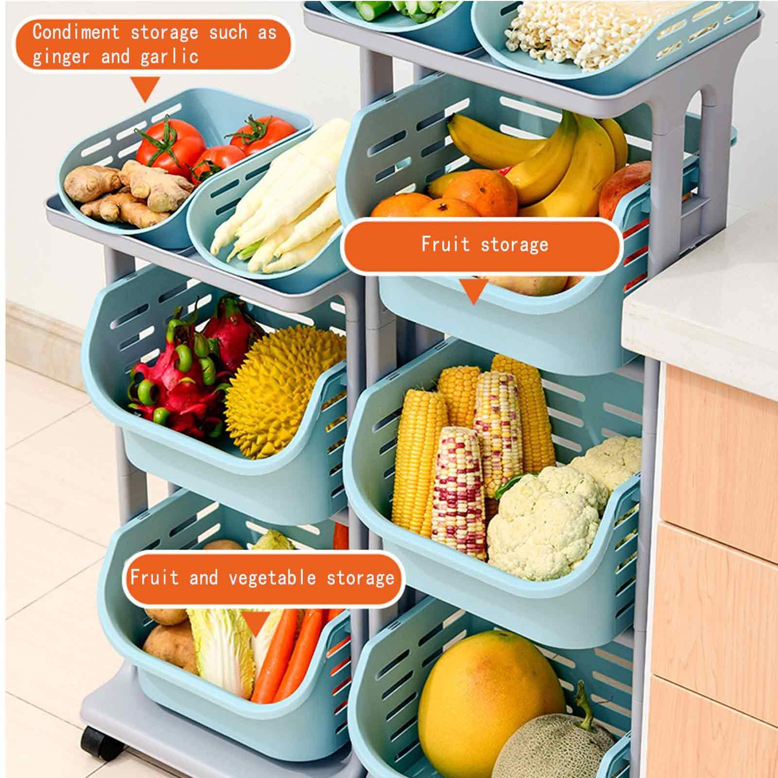 GUAWJRZDP GUAWJRZDP Rolling Laundry Basket Cart with 4X Wheels,Easy Assembly,PP Mesh Storage Box Vertical Trolley Fruit Basket for Kitchen/Bathroom/Bedroom/Office