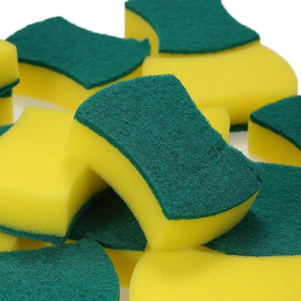 Fauge Fauge 30pcs Multi-purpose Double-faced Sponge Scouring Pads Dish Washing Scrub Sponge Stains Removing Cleaning Scrubber Brush for Kitchen Garage Bathroom