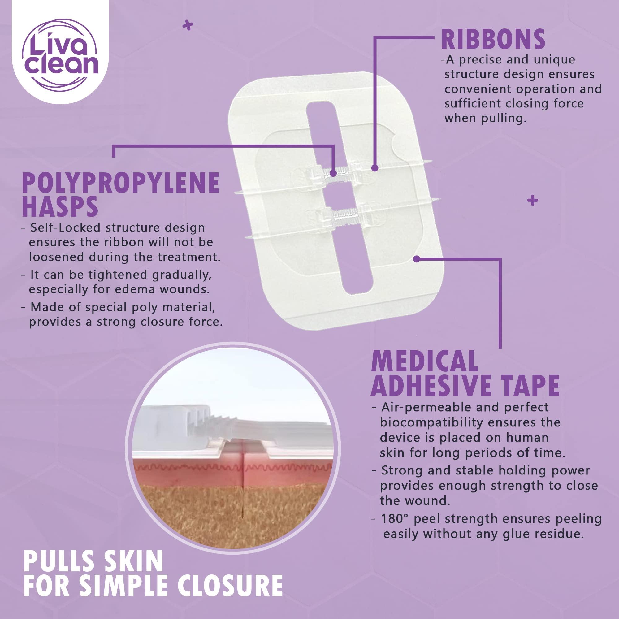 LivaClean (6 CT) 2.3 X 2.3 Butterfly Closures - Wound Closure Strips - Zip Stitch Wound Closure Butterfly Bandaids Adhesive Steri Strips Injury Closuring Glue Bandages Sutures