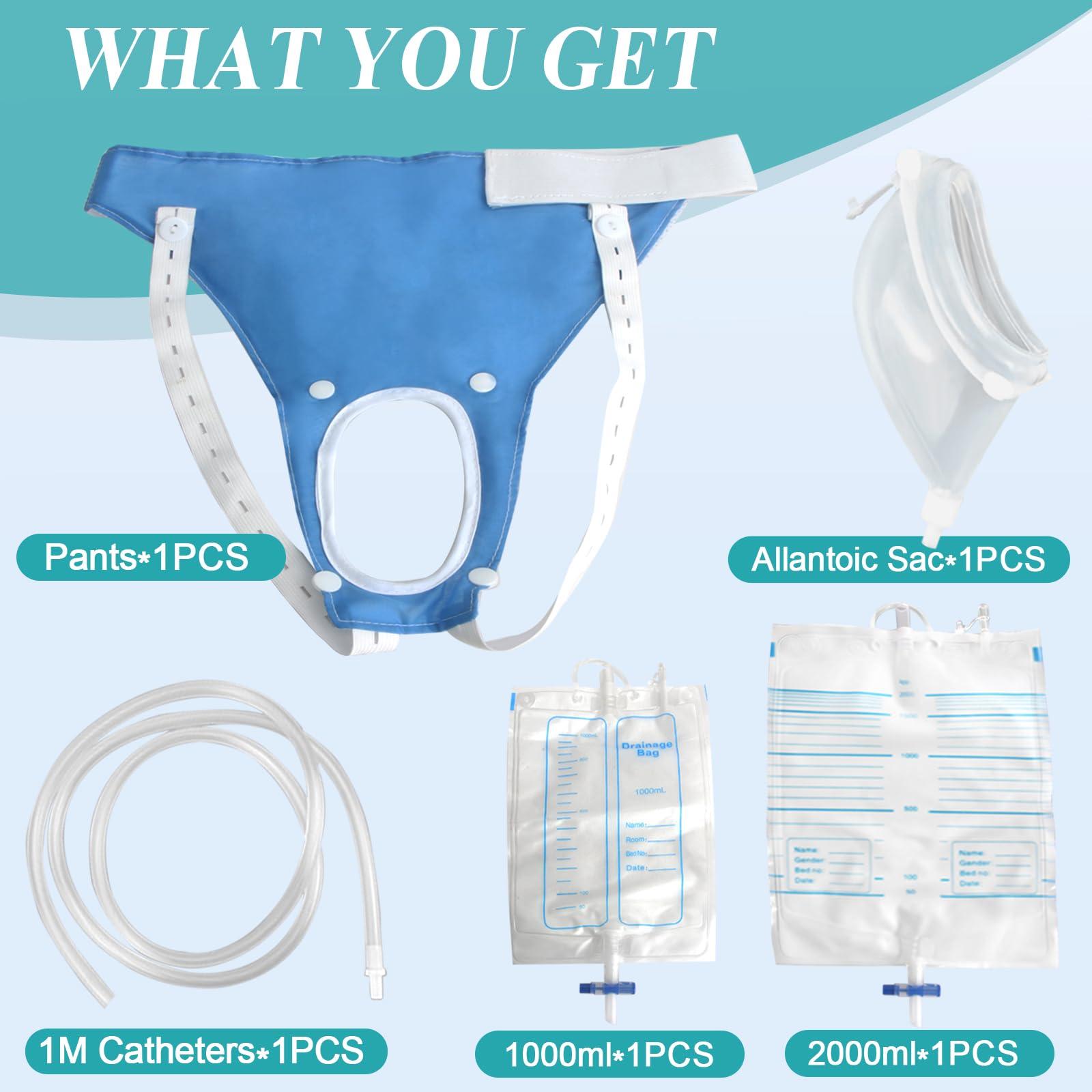 Col-Pary Urine Collection Bag Condom Catheters for Men Reusable Portable Wearable Urinary Drainage with 2 Urine Catheter Bag System (Blue-Elderly Men)