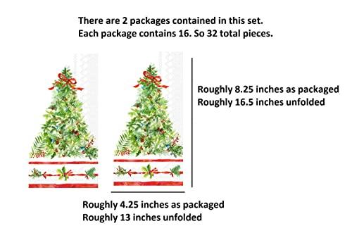 RLP Marketing LLC Christmas Hand Towels Sets: Quality Disposable Paper Hand Towels Featuring Holiday Themes - 32 Total Holiday Guest Towels Per Set (Peace Tree)