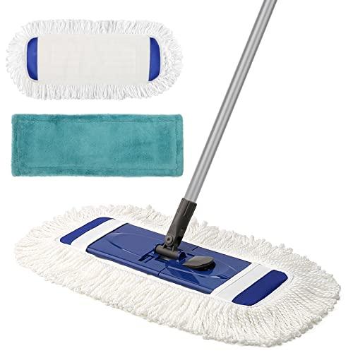 KeFanta Kefanta Dust Mop for Hardwood Floors with Extendable Long Handle 57'' and 2 Different Mop Pads, Microfiber Dry & Wet Dust Mops for Floor Cleaning Hardwood Marble Tile Home Kitchen