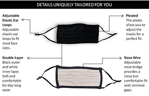 Simlu Simlu 8 Pack Unisex Reusable Pleated Fabric Face Mask with Adjustable Elastic 2 Layer, Washable, Nose Wire