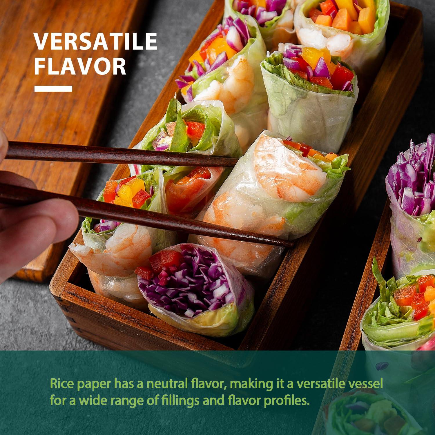 Soeos Soeos Rice Paper, White Rice Paper Wrappers, 1 Pack, 34 Sheets-Fresh Spring Roll Wrappers & Dumplings, Non-GMO, Gluten-Free, Low Carb, Vietnamese Rice Wraps (Round, 22cm)