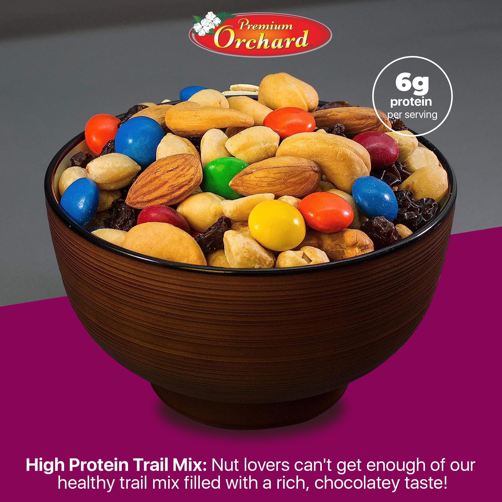 Premium Orchard MIXED NUTS Rainbow Trail Mix by Premium Orchard - Healthy Trail Mix Variety Pack Peanuts Raisins Cashews Almonds Chocolate Buttons Heart Healthy Snacks for Adults and Kids Snacks Gluten Free Snacks