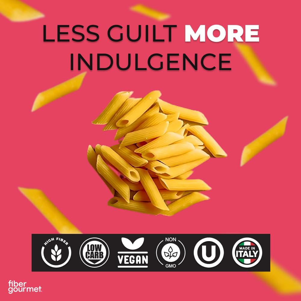 Fiber Gourmet Fiber Gourmet Pasta - Light Penne Pasta - Low Net Carb, Fiber-Rich, Low Calorie, Healthy Pasta - Made in Italy, Kosher, Vegan, Non-GMO - 8 Oz, Pack of 6