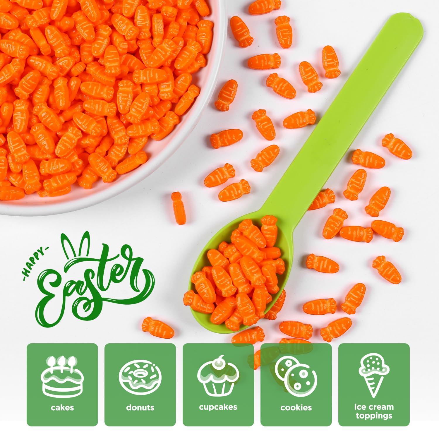 Milovin Edible Carrot Sprinkles for Cake Decorating, Carrot Cake Decorations for Easter Cupcakes, Carrot Cake, Macaron, Ice Cream Topping, Cookies(120g/4.23oz)