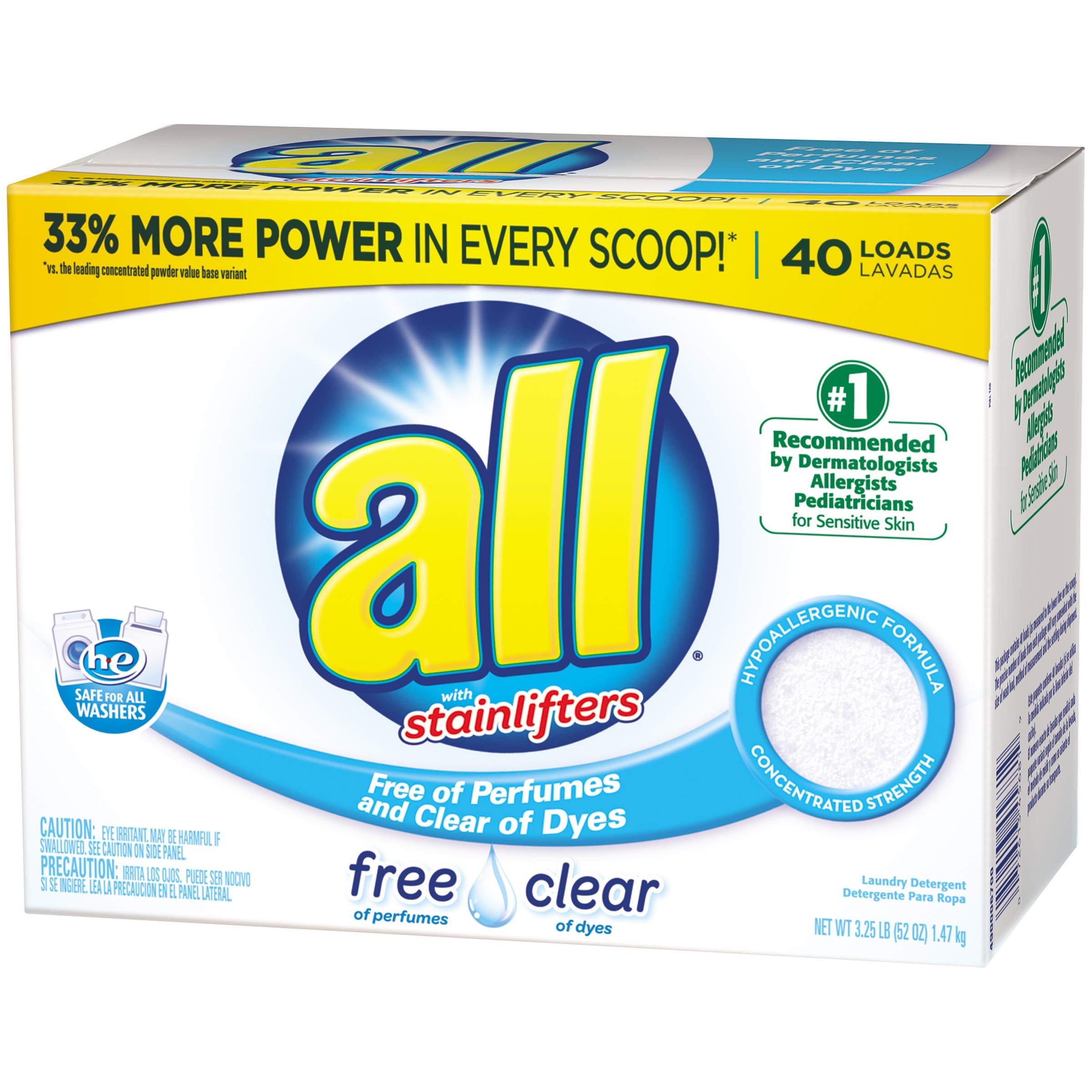 all All Powder Laundry Detergent, Free Clear for Sensitive Skin, 52 Ounces, 40 Loads