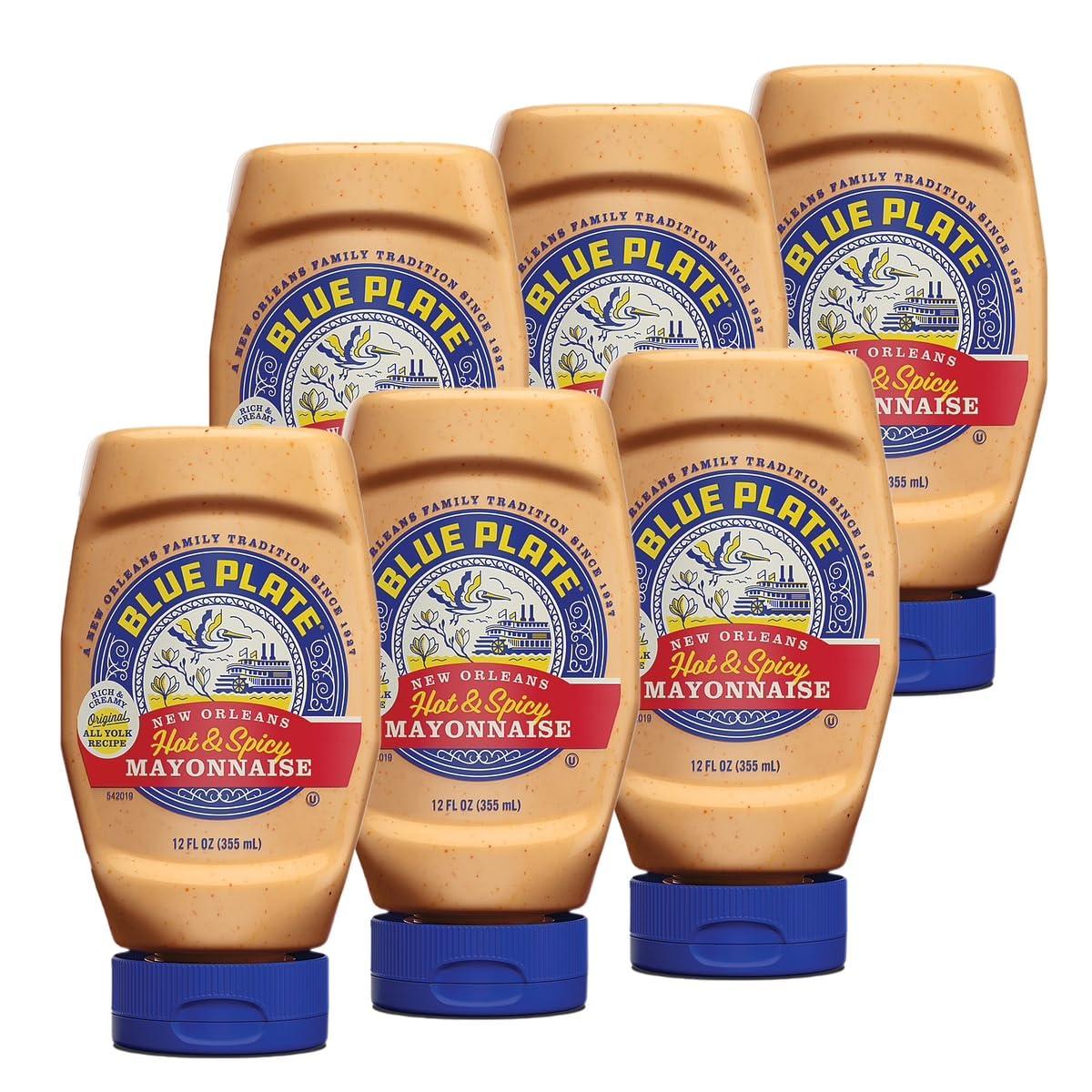 Blue Plate Mayonnaise Blue Plate Hot & Spicy Mayonnaise, Rich and Creamy Mayo with a Southern Kick 12 fl oz Squeeze Bottle (Pack of 6)
