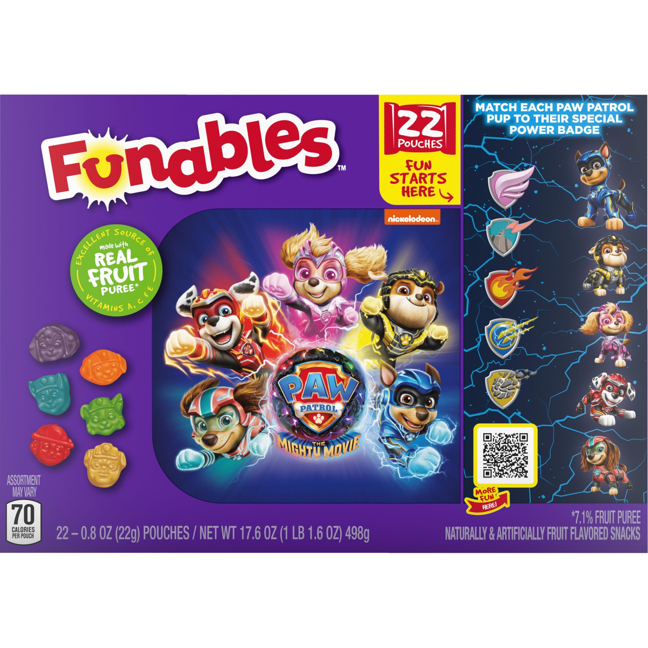 Funables Funables Fruity Snacks, PAW Patrol, Assorted Fruit, Flavored Snacks, 0.8 oz 22 ct