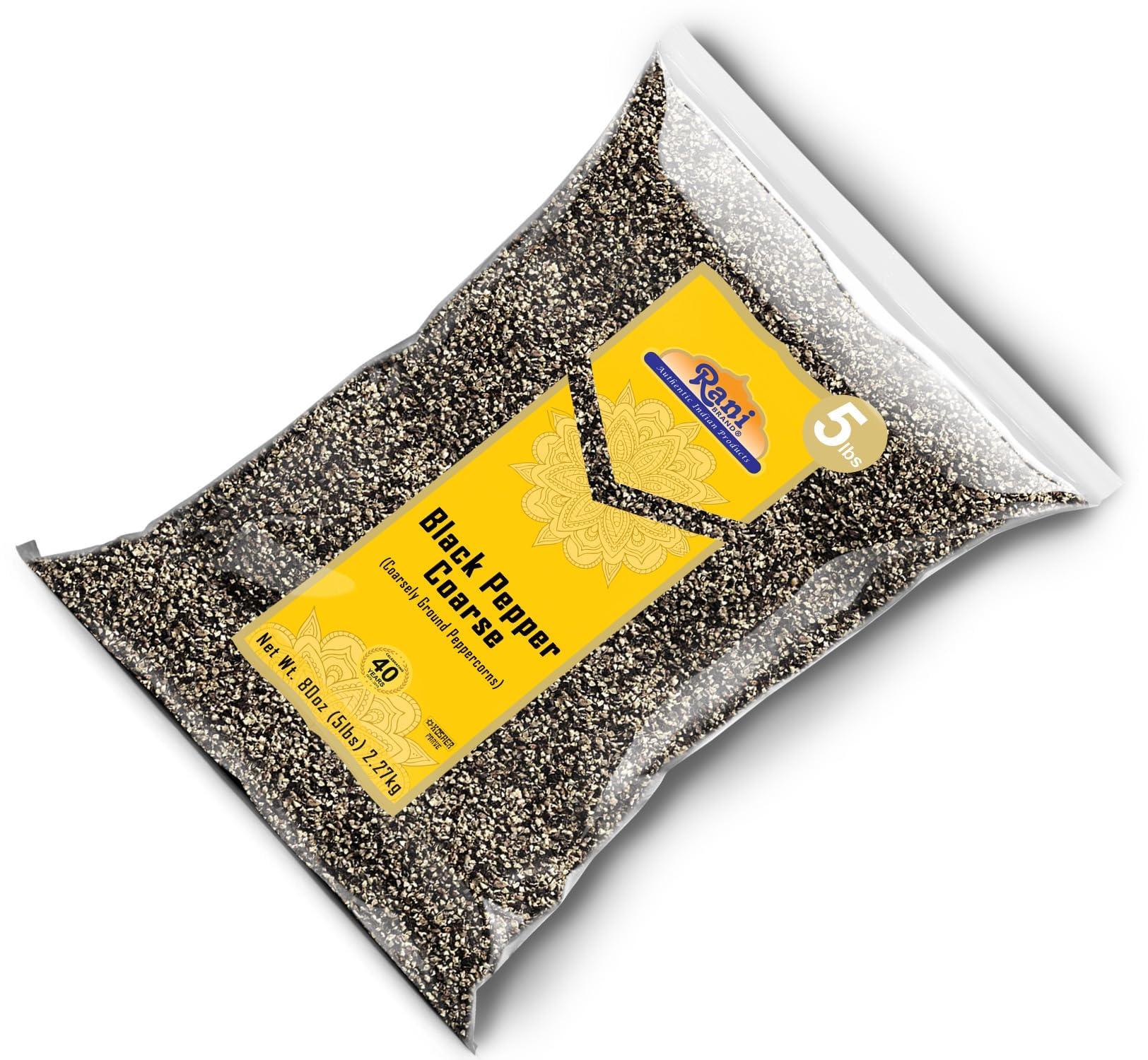 Rani Brand Authentic Indian Products Rani Black Pepper Coarse Ground 28 Mesh (Table Grind), 80oz (5lbs) 2.27kg Bulk ~ All Natural | Vegan | Gluten Friendly | NON-GMO | Kosher