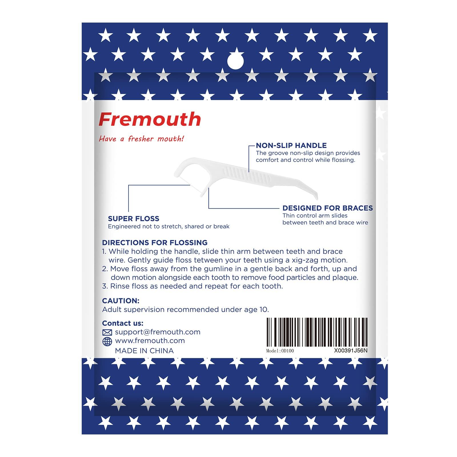 Fremouth Fremouth Orthodontic Flossers for Braces - Ortho Dental Floss Picks, 100 Count (Pack of 5), with a Travel Case