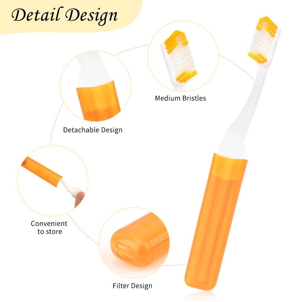 iRFKCIOW Travel Toothbrush 4 Pack Mini Toothbrush Soft Travel Toothbrush Set Portable Folding Travel Size Toothbrush with Toothbrush Case Individually Wrapped Small Toothbrush for Home Camping Hiking School