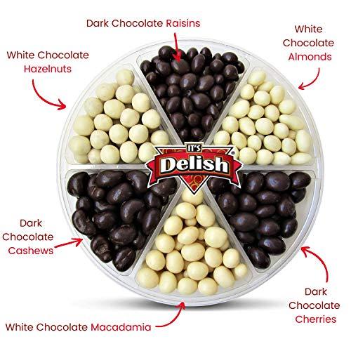 It's Delish Gourmet Holiday White & Dark Chocolate Nuts and Fruit Large Gift Tray 6-Pt by It's Delish – Christmas New Year Events Fathers Mother Day Family Parties Valentines Anniversary - Kosher Gift Box