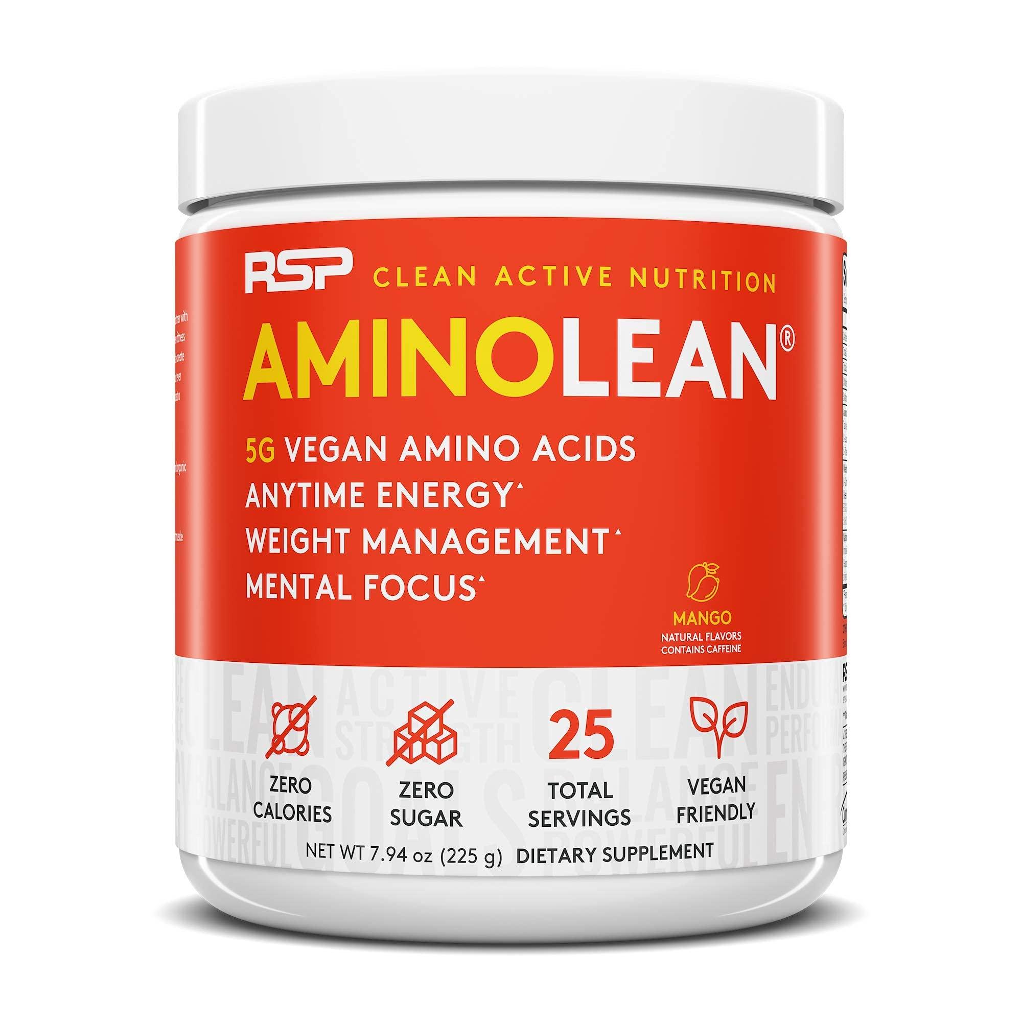 RSP NUTRITION RSP NUTRITION Vegan AminoLean Pre Workout Energy (Mango 25 Servings) with AminoLean Recovery Post Workout Boost (Tropical Island Punch 30 Servings)