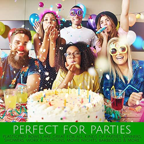 PLASTICPRO PLASTICPRO Disposable Round Serving Bowls, Party Snack or Salad Bowl, Plastic Crystal Clear Pack of 4 (X Large Bowls, 4)
