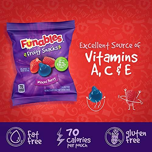 Funables Funables Fruit Snacks, Mixed Berry Fruit Flavored Snacks, 0.8 ounce Pouches (Pack of 80)