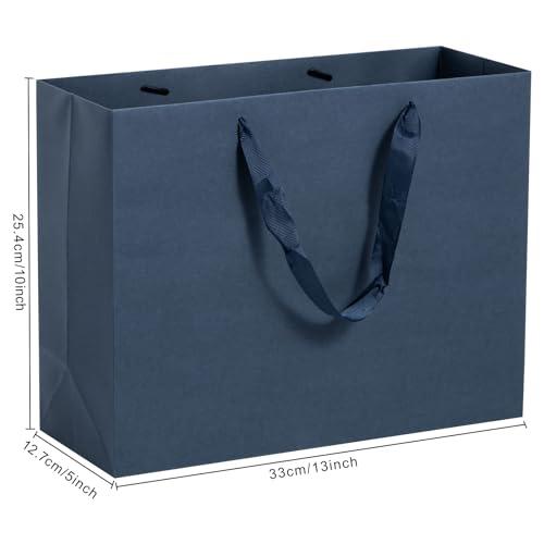 Dasofine Dasofine 25pcs Navy Blue Gift Bags, Large Gift Bags 13\" x 5\" x 10\", Thick Kraft Paper Favor Bags, Gift Bags with Handles for Party, Wedding, Baby Shower