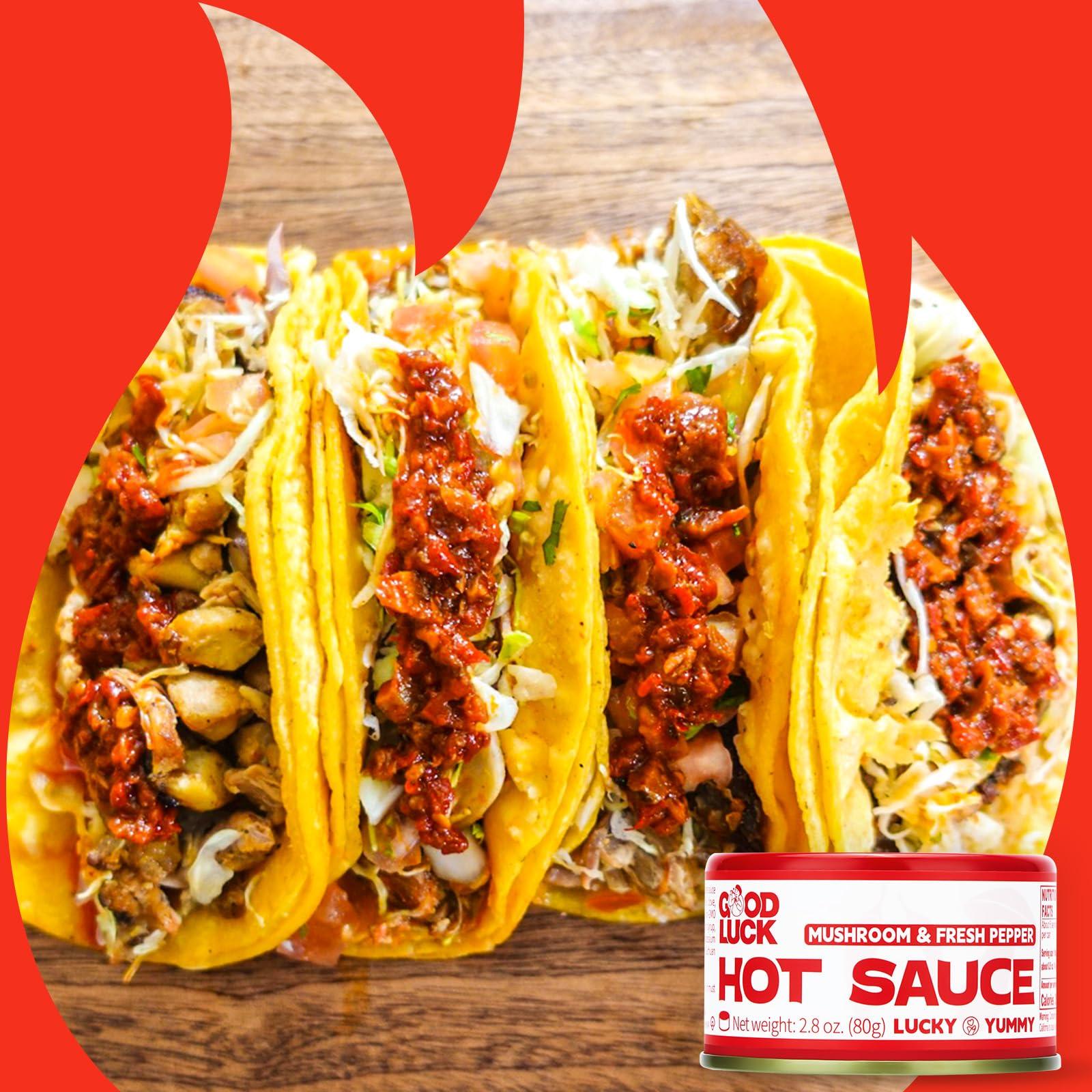 GOOD LUCK GOOD LUCK Mushroom Hot Sauce, Spicy Chili Oil and Chili Paste with High-Grade Mushroom Instant Mushroom Sauce, Chopped Chili Sauce,Fresh Pepper,Soybean,Garlic