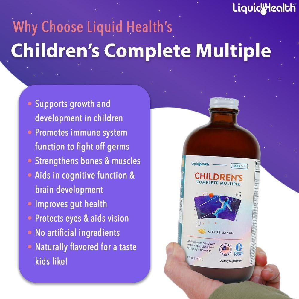 LIQUIDHEALTH LIQUIDHEALTH Children\'s Complete Multivitamin & Attention Teens & Kids Liquid Vitamin Bundle for Children - Whole Body Health, Immune Support, Improve Focus, Concentration, Boost Mood - Vegan, Non-GMO
