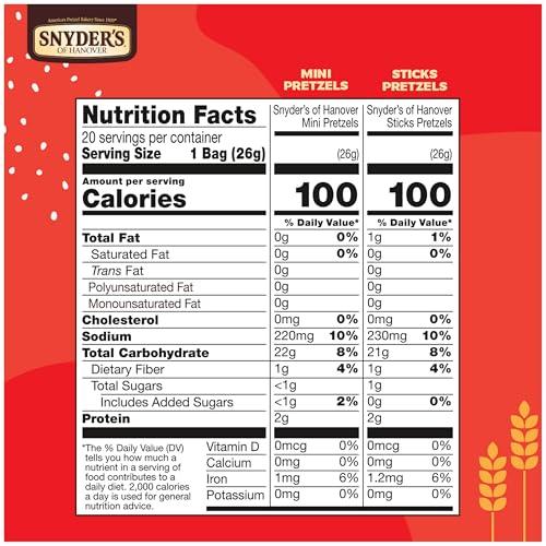 Snyder's of Hanover Snyder's of Hanover Pretzels, Minis and Sticks 100 Calorie Packs, 20 Ct Variety Pack