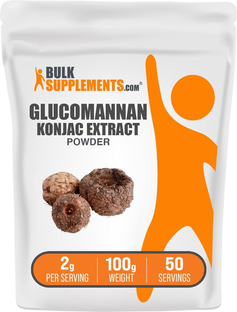 BulkSupplements BulkSupplements.com Glucomannan Powder - Konjac Root Extract Powder, Fiber Supplement Powder, Konjac Powder - Gluten Free, 2g per Serving, 100g (3.5 oz) (Pack of 1)