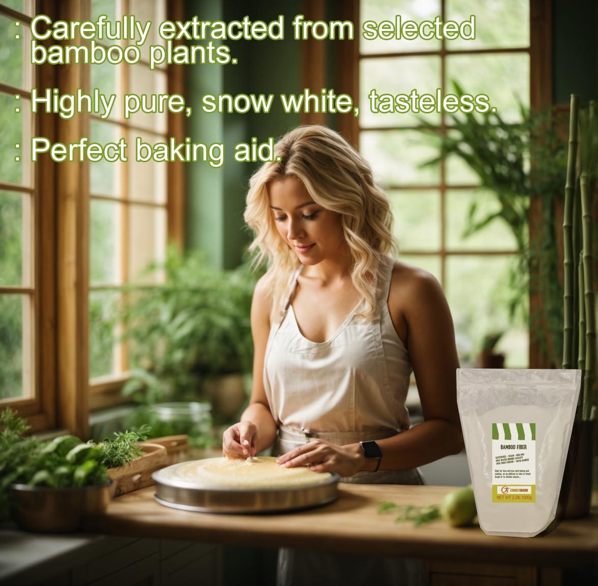 Zimmermann Bamboo Fiber 2.2lb 1000g, Gluten Free, Non GMO, Keto Flour, 100% Bamboo, by Zimmermann Sportsnutrition