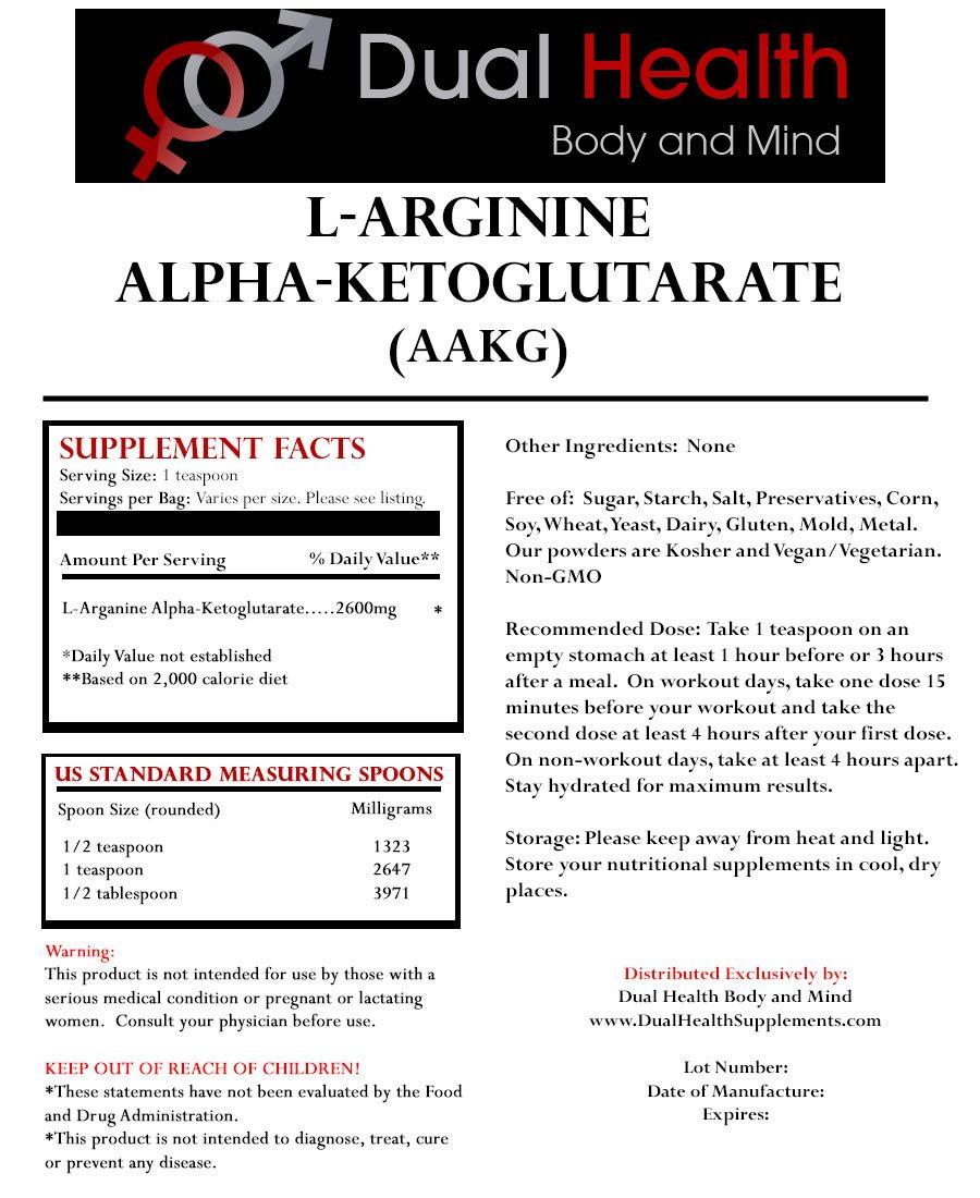 Dual Health Body and Mind Pure AAKG L-Arginine Alpha-Ketoglutarate Powder (1000 Grams (2.2 lbs)) Bulk Supplements