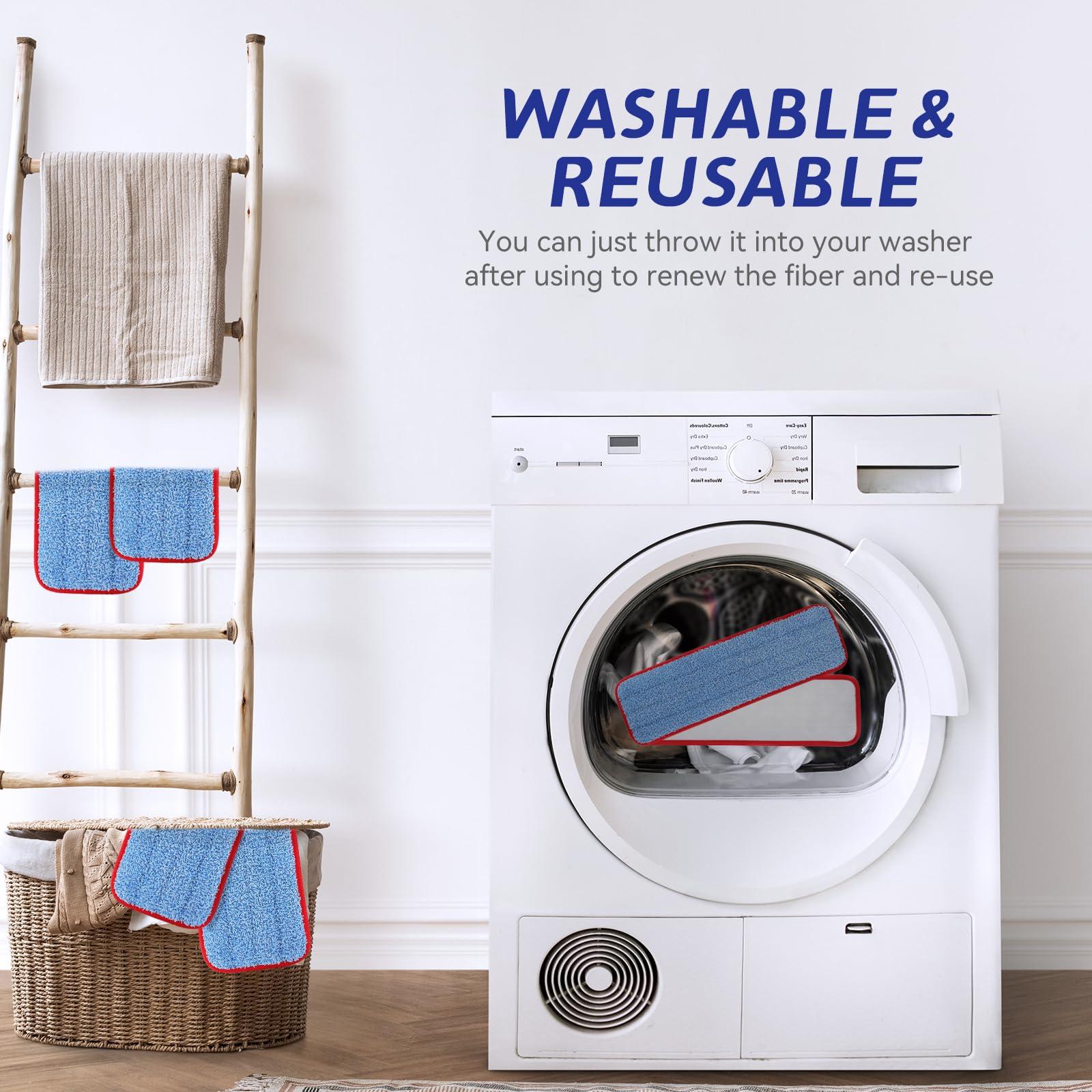 Sgizoku Microfiber Mop Pads for Rubbermaid Commercial 18 Inch Mop and 17 Inch Mop - 12 Pack Reusable Wet & Dry Cleaning Mop Head Replacement Refills Fit for Any Microfiber Flat Mop System 18\" and 17\"