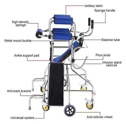 AMydio Standing Walker Medical Walker Rollator Walker with 6 Wheels and Seat Adult Standing Walking Frame Stainless Steel Anti-Rollover Rehabilitation Training Mobility Aid for The Elderly