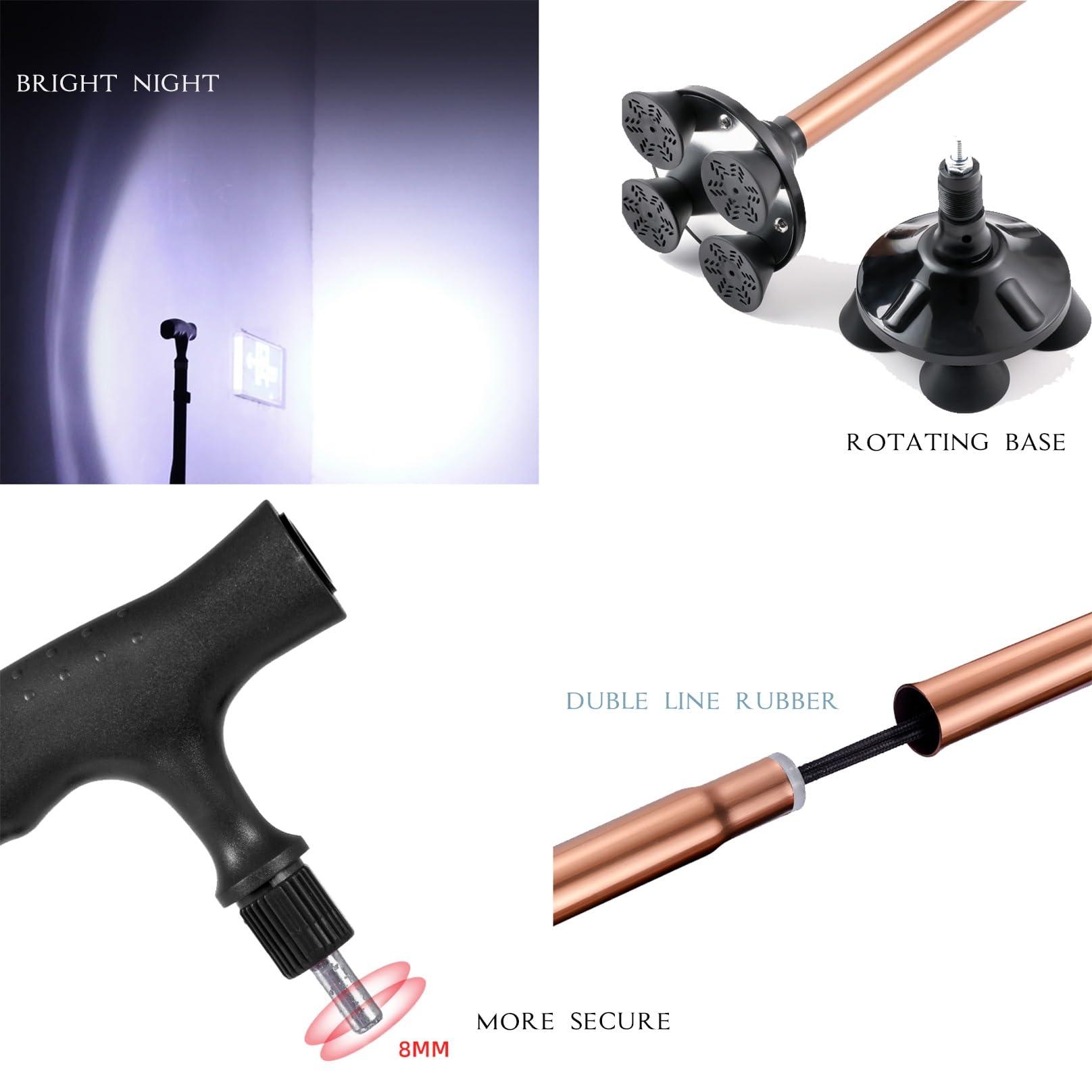 NGEWFGH NGEWFGH Elderly Crutch, Rotating Quad Cane Height Adjustable Daily Living Aids with Night Light Walker Sticks Support up to 150kg for Seniors Aged Parents (Color : Black)