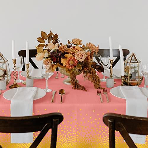 AIRE 350PCS Pink and Gold Party Plates with 6Pack Black and Gold Plastic Tablecloth, Severs 25 Disposable Party Supplies, Just Enjoy Your Party