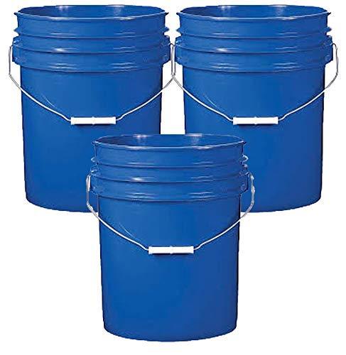 BayTec 5 Gallon (20L) Plastic Buckets, 3-Pack - Blue