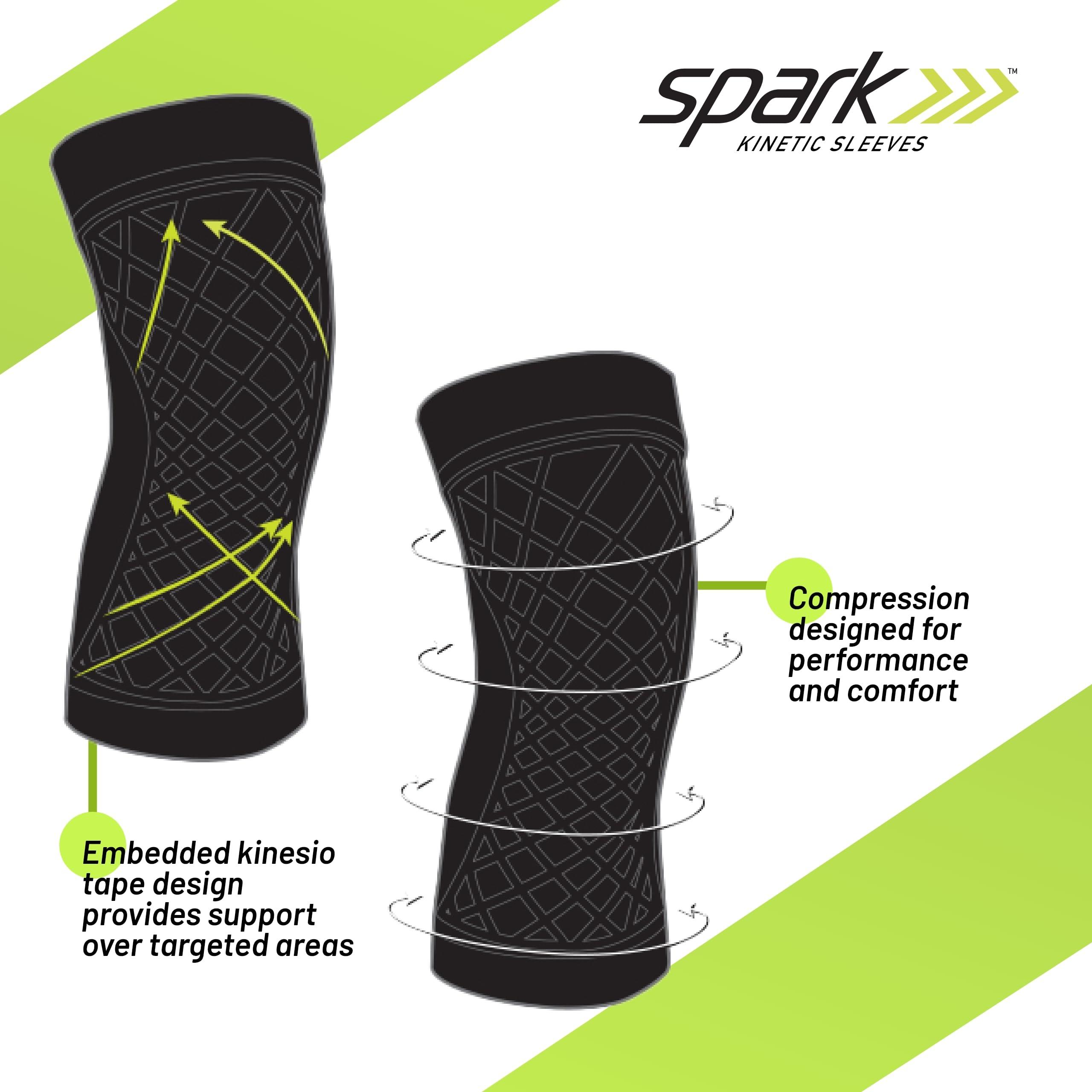 Spark Spark Kinetic Knee Sleeve - Knee Support for Women & Men - Compression Knee Brace with Embedded Kinesiology Tape - Knee Sleeve to Support Knee Pain - Medium