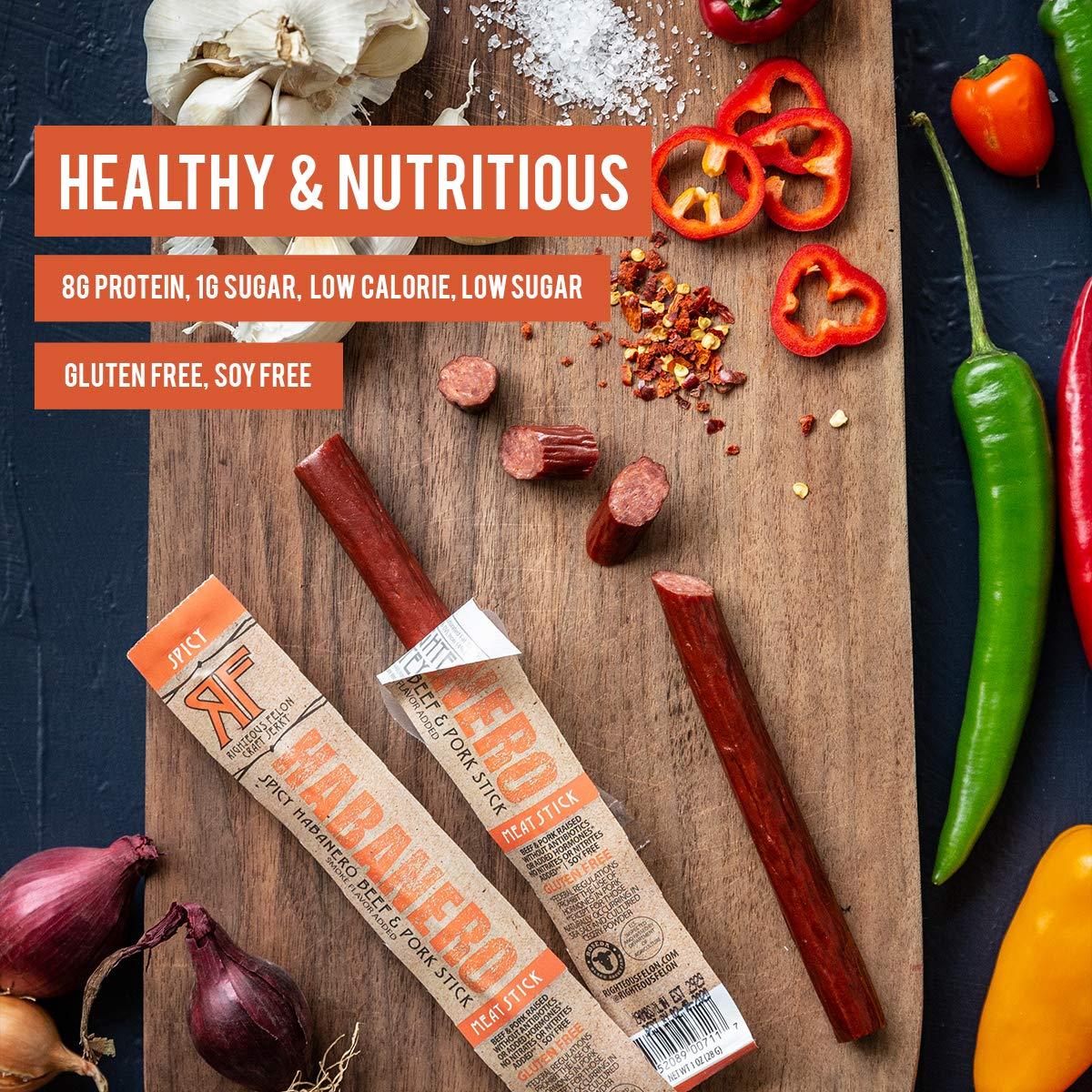 RIGHTEOUS FELON Righteous Felon Jerky Variety Pack Meat Sticks | High Protein, Low Carb, Keto, Gluten Free, Low Sugar, Healthy Snack Stick | All Natural, Individually Wrapped Craft Beef, Turkey, Pork | 10 Count