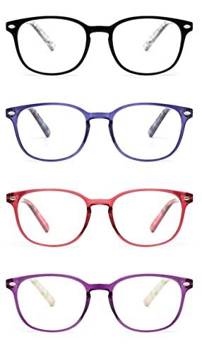 JM JM Reading Glasses Set of 4 Quality Spring Hinge Readers Men Women Glasses for Reading +4.0 Mix Color