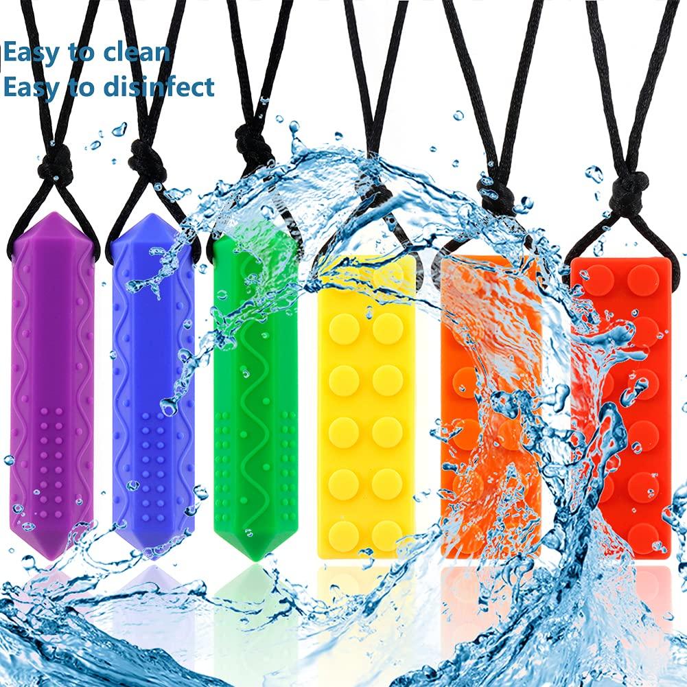 TUXEPOC Sensory Chew Necklaces for Kids Safe and Non-Toxic Silicone Chewelry for Sensory Stimulation