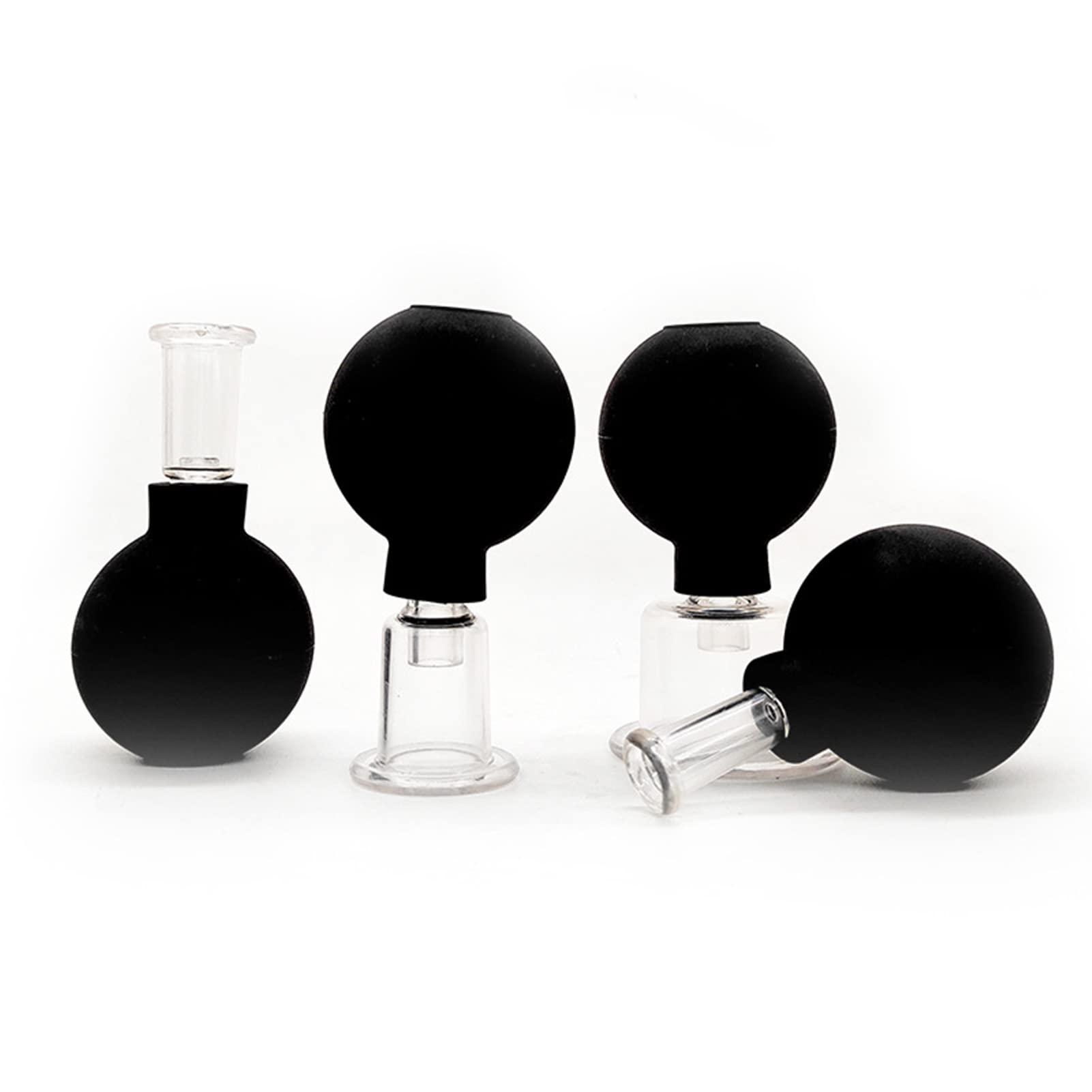 JEOZBM JEOZBM Glass Cupping Set, 4 Pieces Facial Cupping Therapy Set Glass, Silicone Cupping Cups, Massage Vacuum Suction Cupping Cups for Body Face Leg Arm Back Shoulder Muscle