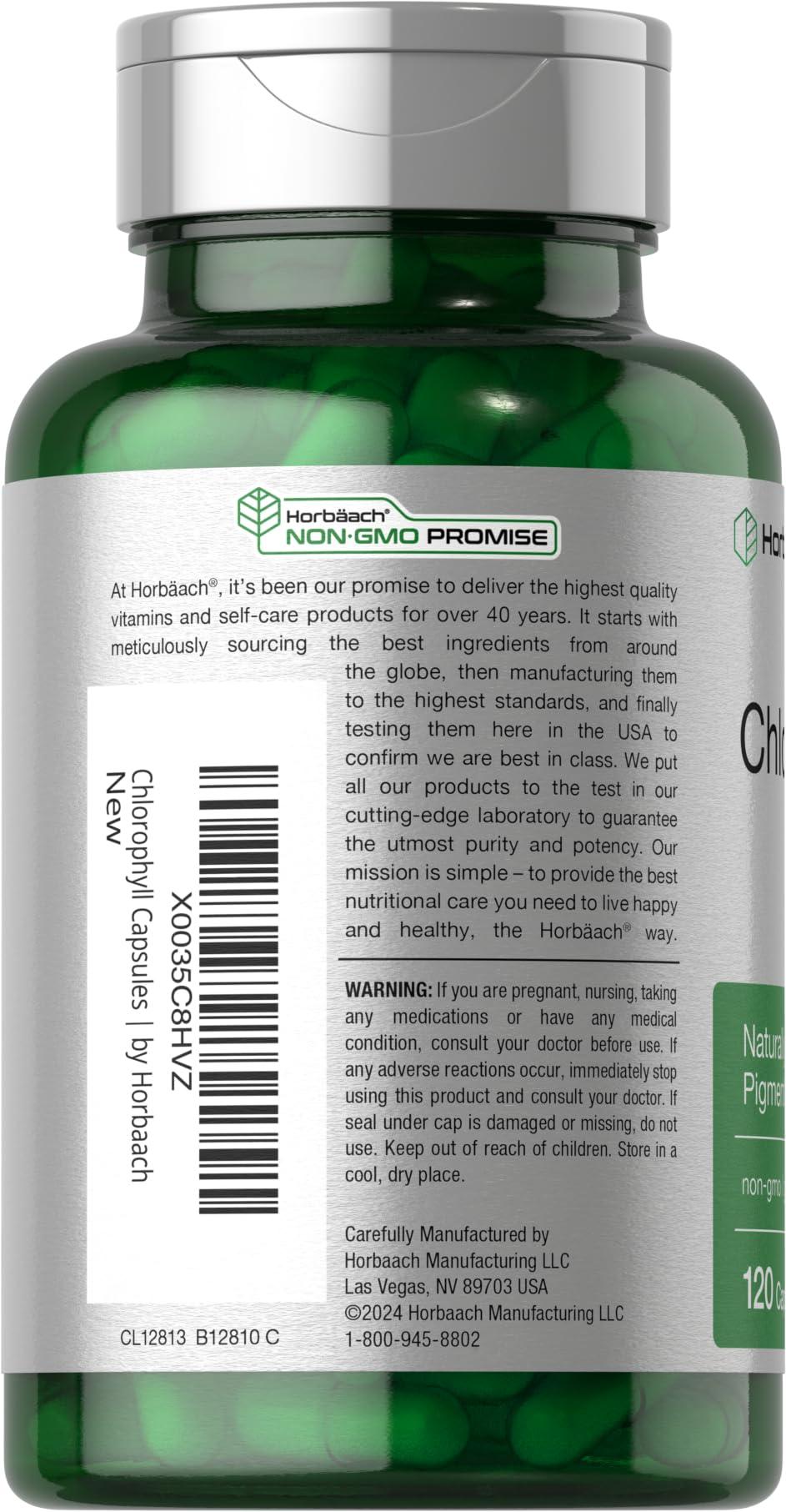 Horbäach Horbaach Chlorophyll Capsules | 120 Count | Non-GMO and Gluten Free Supplement | Naturally-Occurring Pigment