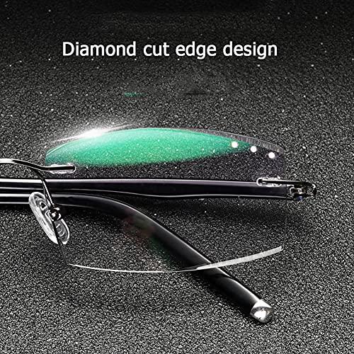 NWB Rimless Reading Glasses Blue Light Blocking for Men,Spring Hinge,Stylish Eyeglasses Anti Eye Strain/Glare/UV