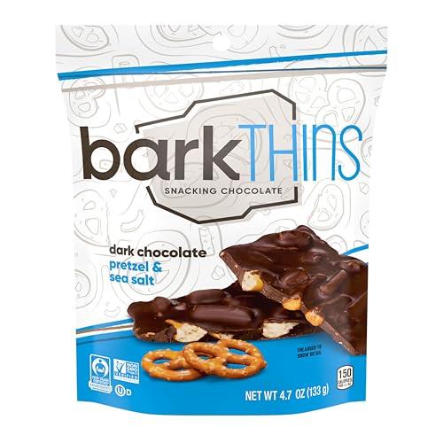 barkTHINS barkTHINS Dark Chocolate, Pretzel and Sea Salt Snacking Chocolate Bag, 4.7 oz