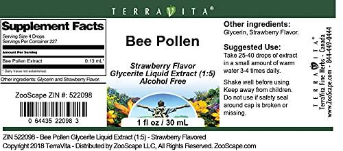 TerraVita Bee Pollen Glycerite Liquid Extract (1:5) - Strawberry Flavored (1 oz, ZIN: 522098) - 3 Pack