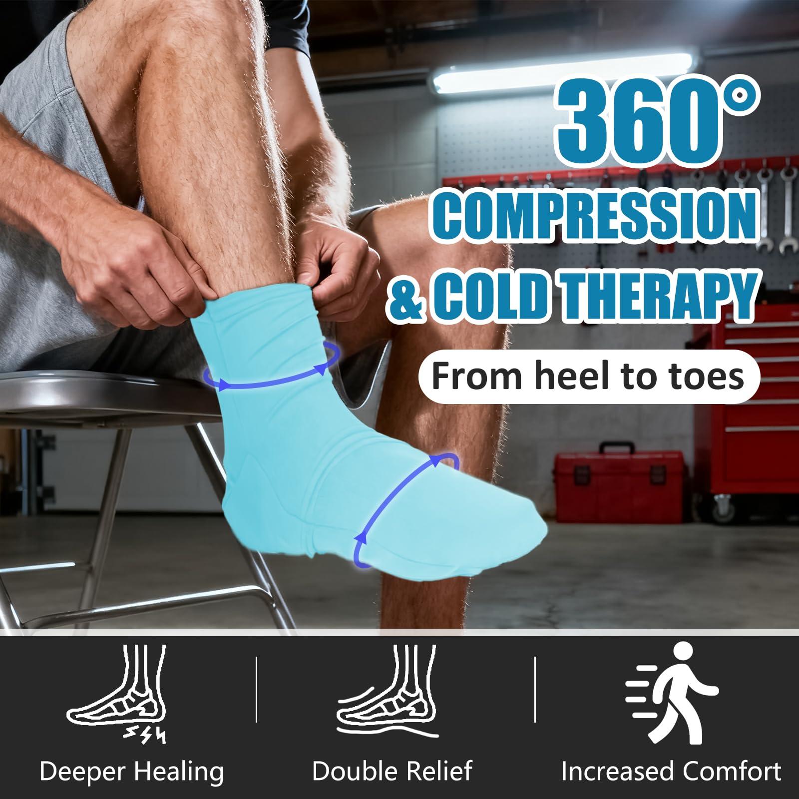 coldpa Reusable Cold Therapy Socks, Gel Ice Pack for Feet Heels Injuries Swelling, Hot and Cold Therapy Socks for Plantar Fasciitis Neuropathy Chemotherapy Pain Relief for Foot Ankle (Green)