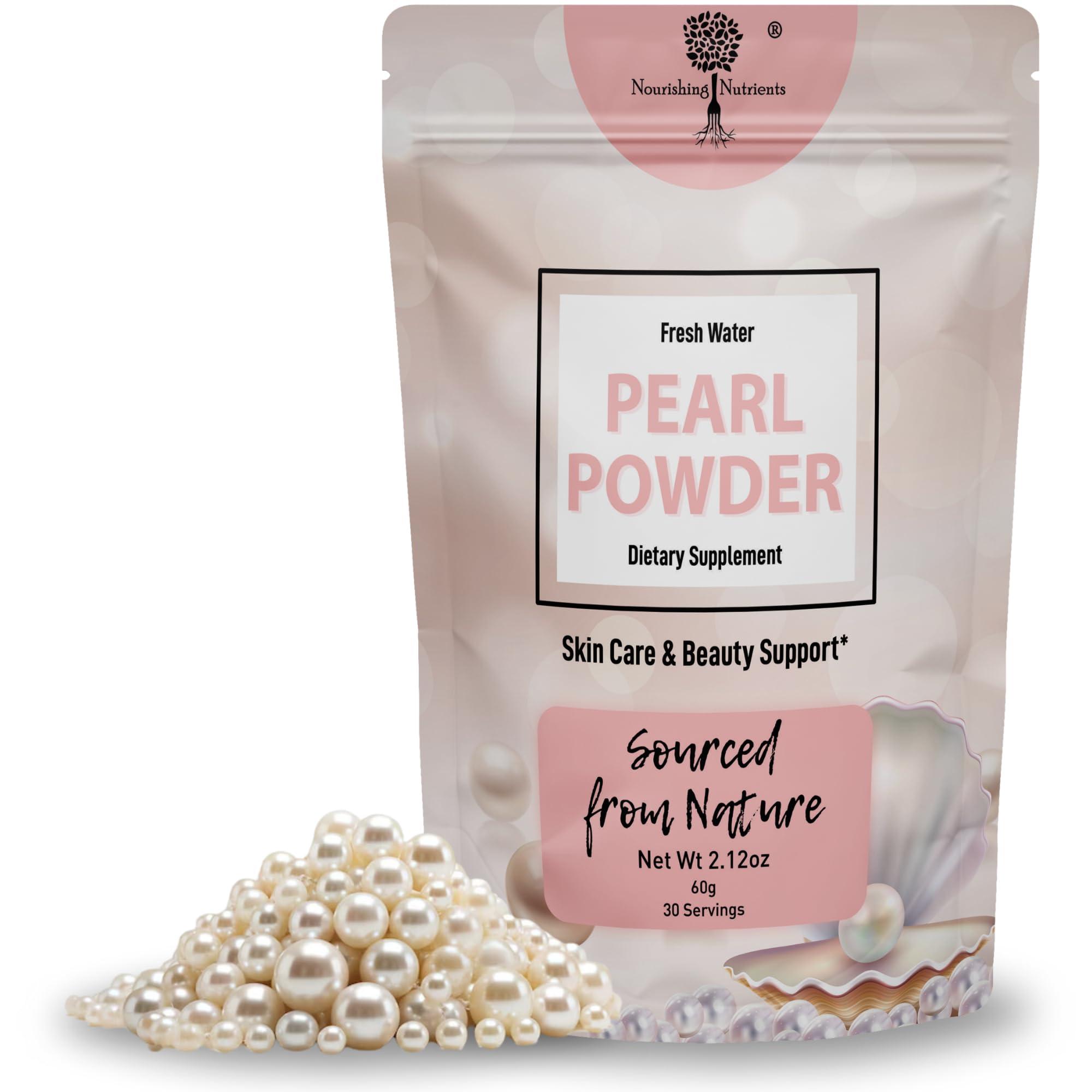 Nourishing Nutrients Pearl Powder Supplement for Skin Health - Anti-Aging, Antioxidant & Collagen Production - Healthy Eyes, Hair and Nails, Supports Immunity, Mood and Sleep - With Calcium and Amino Acids 60g 30 servings