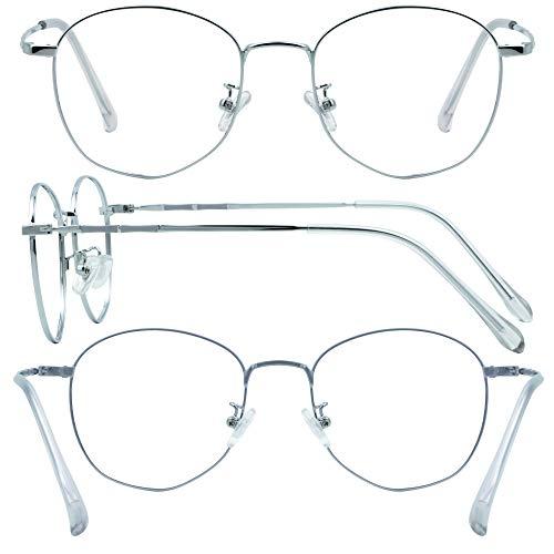 VisionGlobal VisionGlobal Blue Light Blocking Glasses for Computer Reading, Anti Glare Lenses Help Reduce Eye Strain and Fatigue, For Men/Women (Silver, 1.25 Magnification)