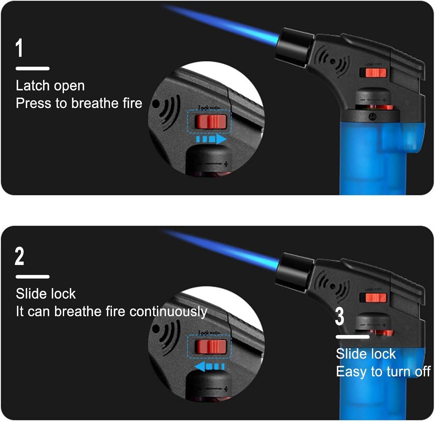 NineLife Basics Butane Torch Lighter, Butane Lighter Refillable, Torch Lighter with Safety Lock and Adjustable Flame, Baking, Gun Torch Lighter for Cooking Food, BBQ, Lighter Torch No Gas Included (Orange)