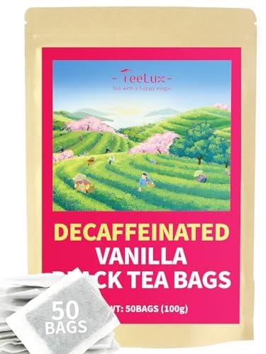 TeeLux TeeLux Decaf Vanilla Black Tea Bags, Decaffeinated Black Tea Blended with Vanilla, 50 Count