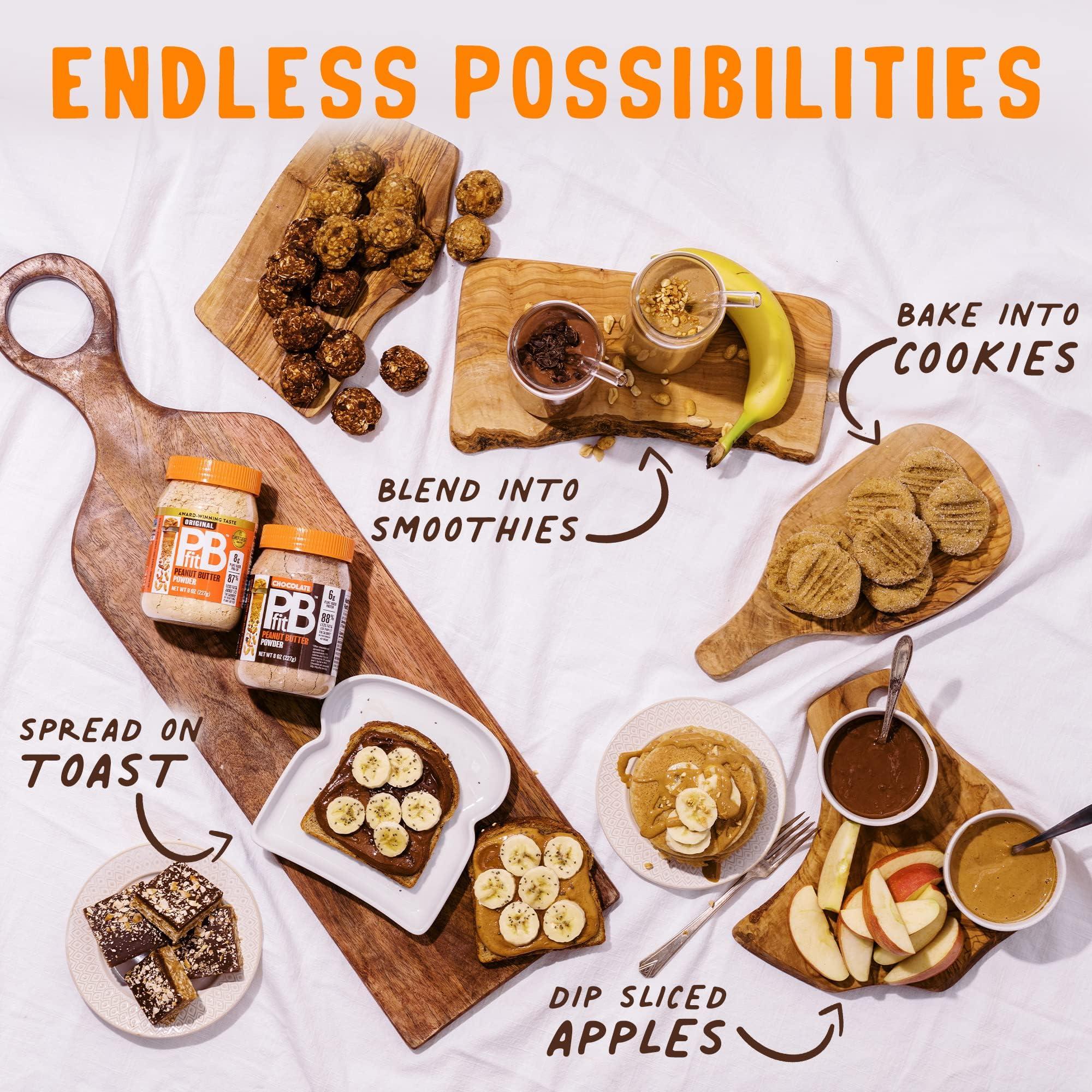 PBfit PBfit Peanut Butter Powder - Original & Chocolate - 87% Less Fat, Gluten Free All Natural Powdered Peanut Butter from Real Roasted Peanuts - 8 oz (Pack of 2)