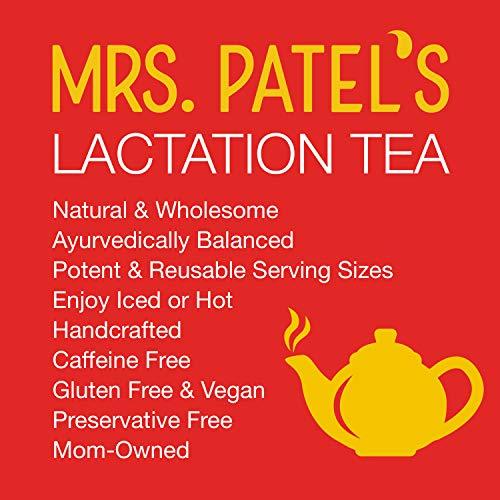 Mrs. Patel's Mrs. Patel's Lactation Tea, Herbal Blend, Mild & Soothing, For Breastfeeding and Pumping Moms, Drink Iced or Hot, Loose Leaf, Caffeine Free, Gluten Free, Dairy Free, Fenugreek Free (1 Pouch)