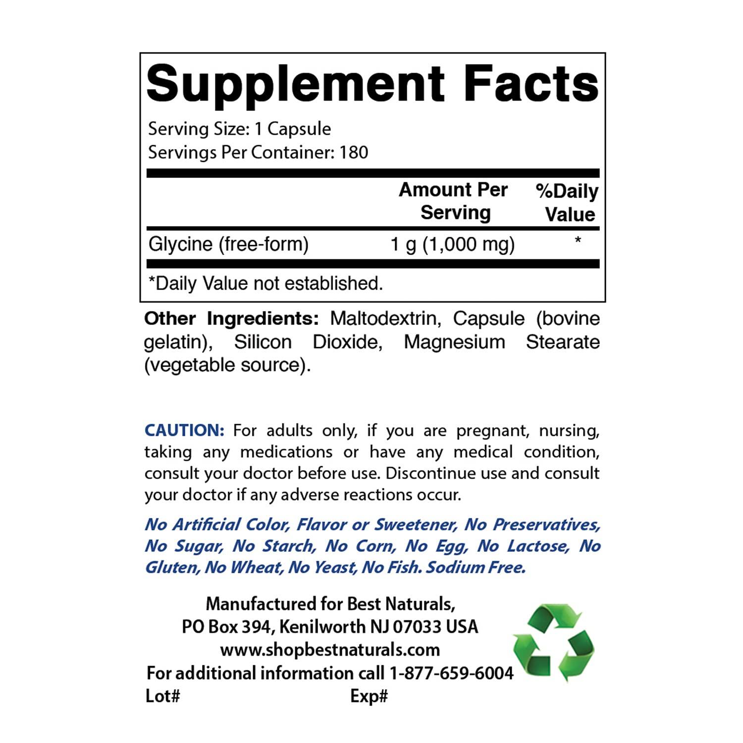 Best Naturals Best Naturals Glycine Supplement 1000 Mg & Taurine 1000 mg